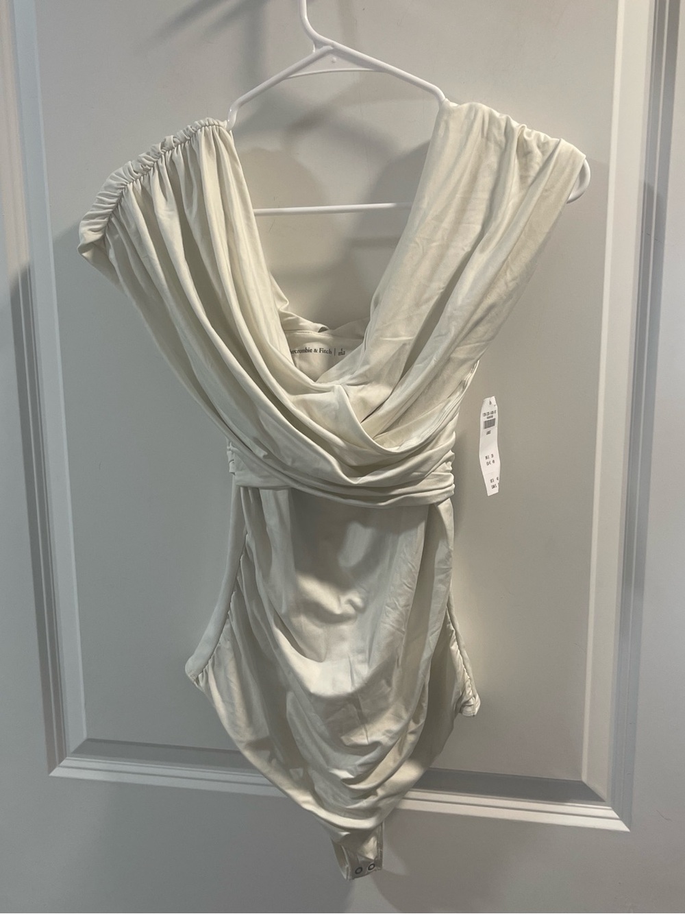 Abercrombie & Fitch Cream Draped Bandeau Bodysuit Have One Spot